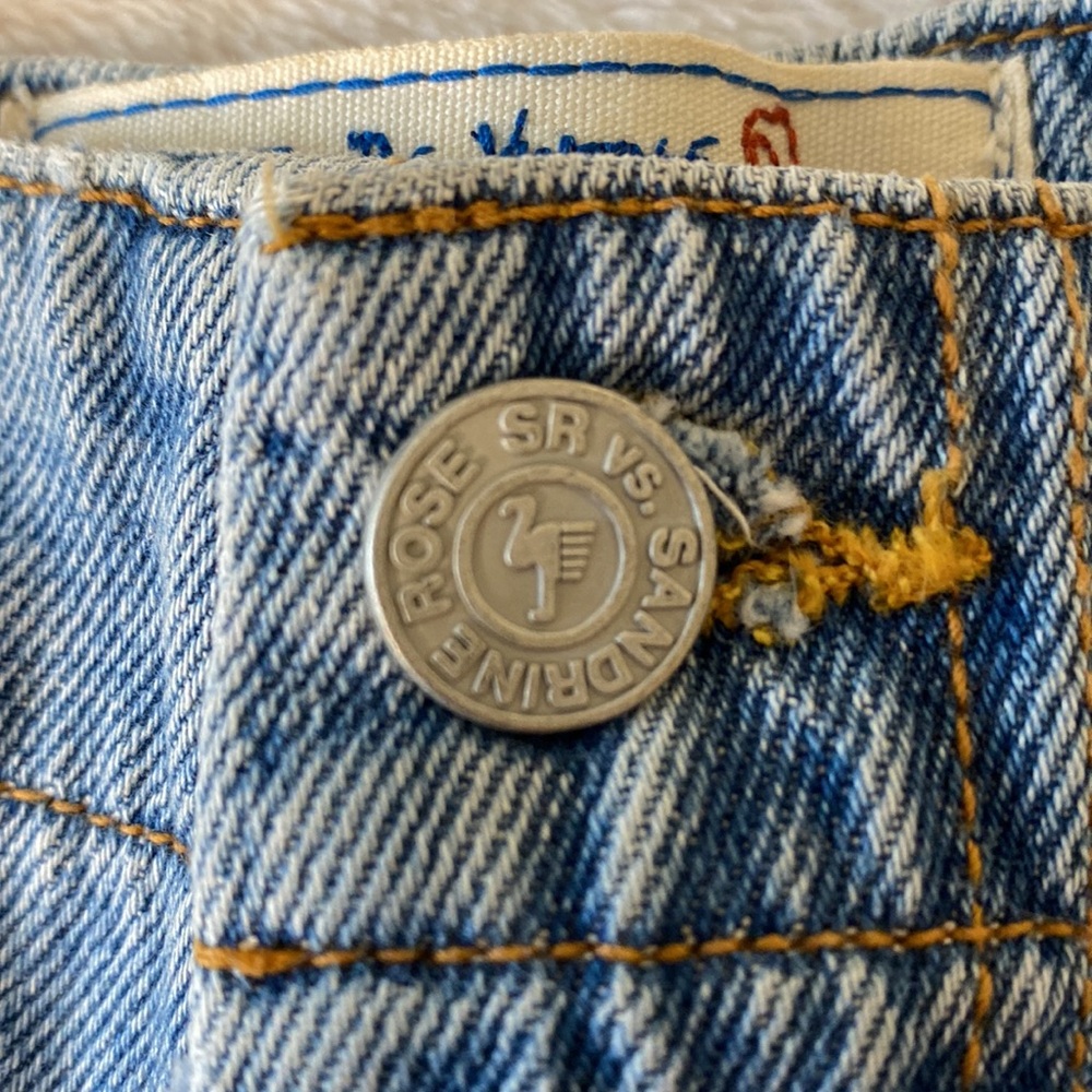Free People SR vs Sandrine Rose indigo distressed cargo jeans with patch… - Picture 13 of 14